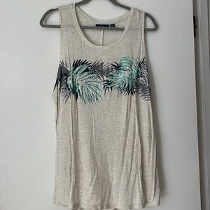 Tropical tank top with sparkly detail grayish-white